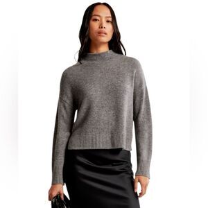 Abercrombie & Fitch Cashmere Mockneck Sweater Long Sleeves Oversized Gray XL New